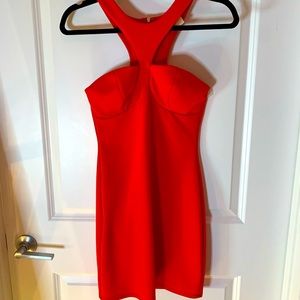 Sexy bright red halter mini dress size XS